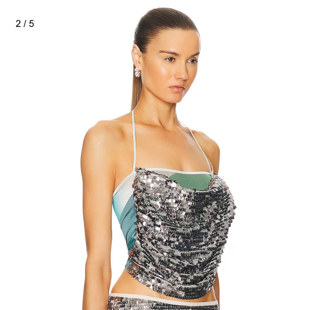Siedres Nide Sequin Detailed Draped Top